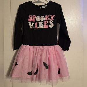 Girls' Spooky Vibes Black & Pink Halloween Tulle Dress